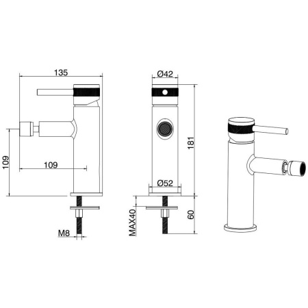 Фото смеситель для биде allen brau priority 5.31004-31, черный матовый