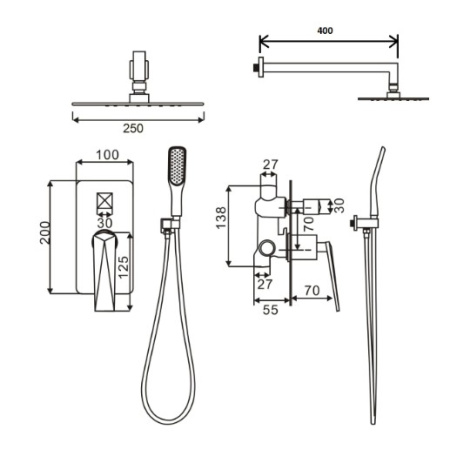 Фото душевая система boheme venturo  374-b, черный матовый/хром