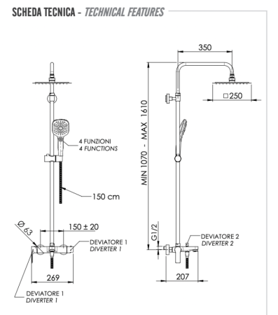 Фото душевая система с изливом remer energy ey34a8cpufd25g, хром
