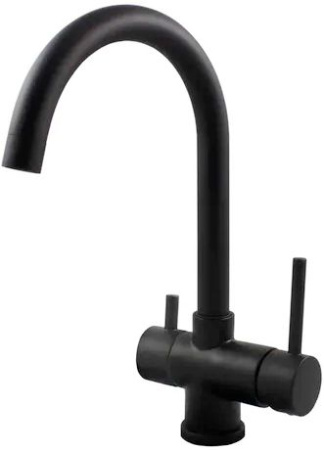 Фото смеситель для кухни под фильтр paffoni stick sk190no, черный матовый