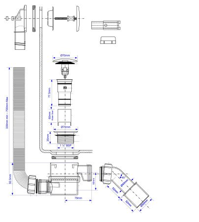 Фото слив-перелив для ванны mcalpine mrb11-mbl, черный матовый