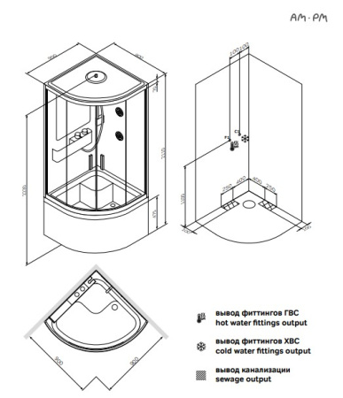 Фото душевая кабина am.pm like deep 90*90 см