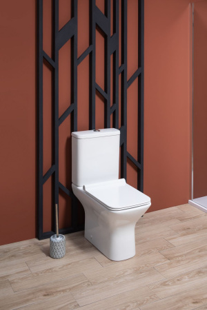 Фото унитаз напольный безободковый aquanet rimless cube 2-c cl-12288 белый, сиденье микролифт