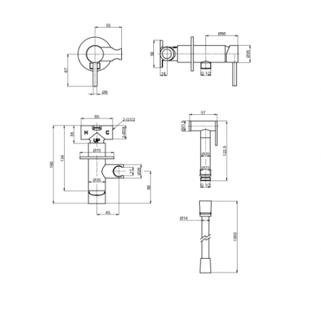 Фото гигиенический набор, хром aquame siena aqm6217cr, хром