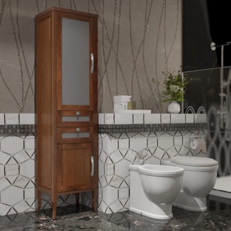 Фото пенал напольный opadiris мираж левый 44 см, светлый орех