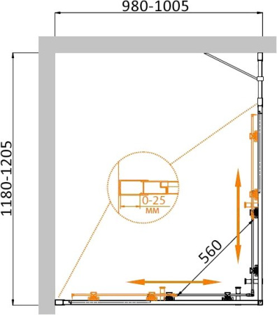 Фото душевой угол cezares molveno-ah-21-100+20-p-cr 120*100*195 см, стекло матовое
