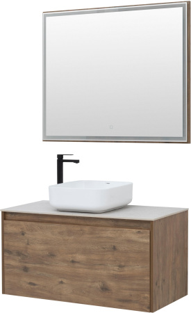 Зеркало с подсветкой Aquanet Nova Lite 100 дуб рустикальный LED