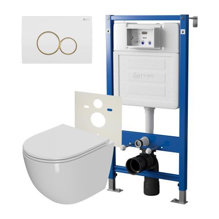 Фото сет: инсталляция point элемент pn45120 + клавиша виктория бел/золот pn44061wg + унитаз афина pn41041