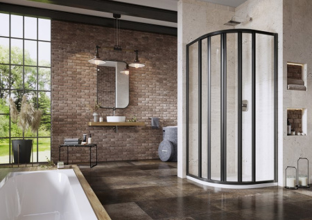 Фото душевой угол ravak supernova skkp6-90 3207o30211, профиль черный/матовый полистирол