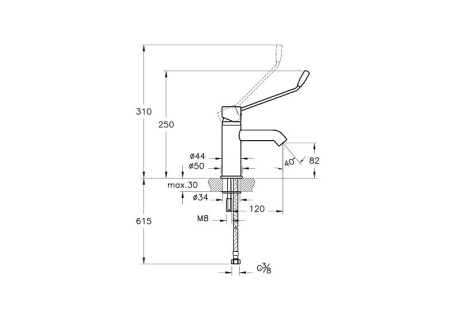 Фото смеситель для раковины vitra aquamed solid s a42312wsa медицинский, хром