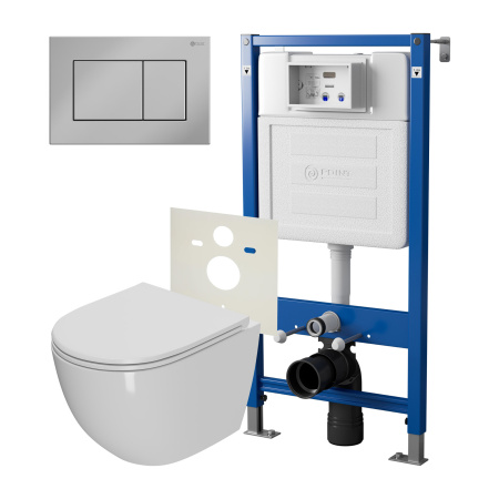 Фото сет: инсталляция point элемент pn45120 + клавиша ника, хром, pn44081c + унитаз афина pn41041