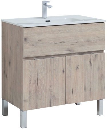 Фото комплект мебели aquanet алвита new 80 1 ящик, 2 дверцы, дуб веллингтон белый