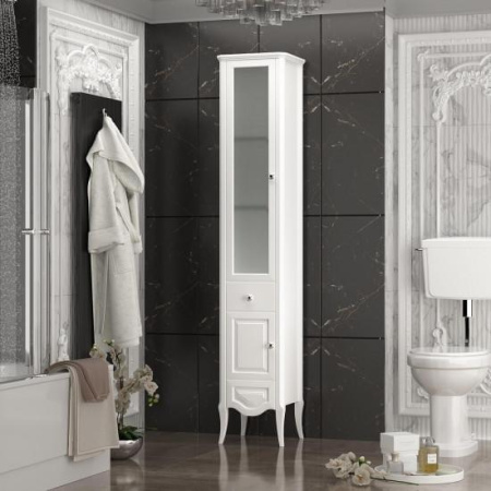 Фото пенал напольный opadiris брунелла левый, белый матовый