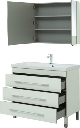 Фото комплект мебели для ванной aquanet верона 100 белый (напольный 3 ящика)