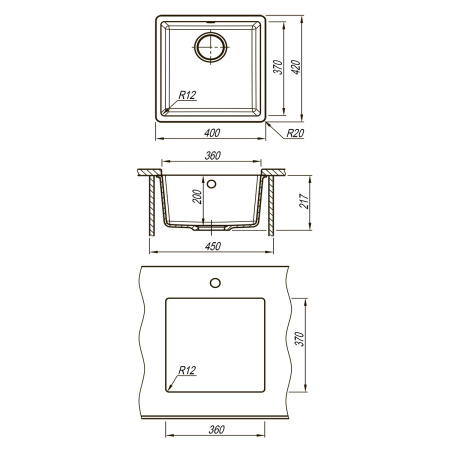 Фото мойка кухонная lemark sinara 400-u бежевый
