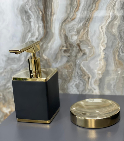 Фото мыльница настольная круглая boheme 10963-g, золото