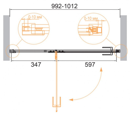 Фото дверь в нишу cezares bellagio bellagio-b-12-100-c-boro 100*197 см, профиль золото браш/стекло прозрачное