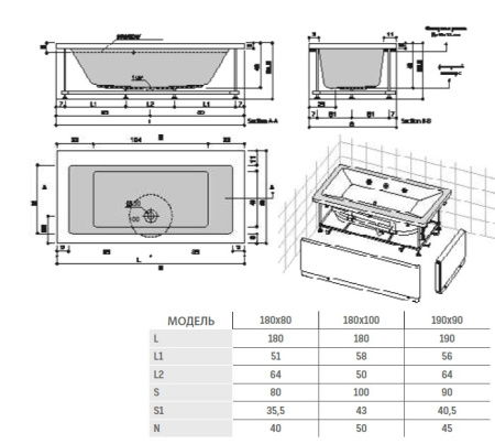 Фото ванна creavit kv.co00.0003 180*100 см