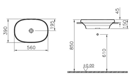 Фото раковина полувстраиваемая vitra frame 5652b403-0016 56*39 см, белая Фото раковина полувстраиваемая vitra frame 5652b403-0016 56*39 см, белая
