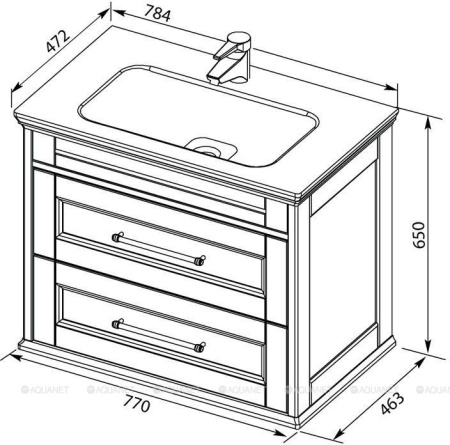 Фото тумба подвесная с раковиной aquanet бостон м 80 белый