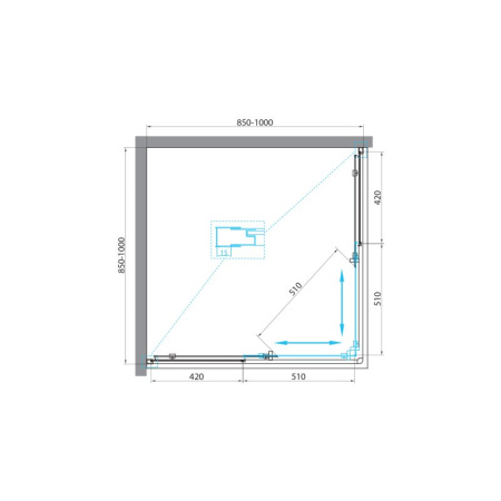 Фото душевой угол belbagno unique unique-a-2-85/100-m-cr 85-100*85-100*190 см, стекло матовое/профиль хром