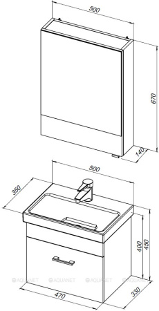 Фото комплект мебели aquanet верона 50 (moduo slim) белый
