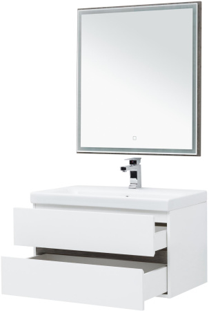 Фото комплект мебели aquanet беркли 80 белый/дуб рошелье (зеркало дуб рошелье)