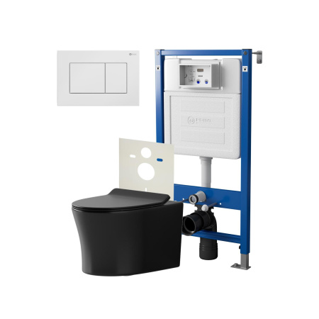 Фото сет: инсталляция point элемент pn45120 + клавиша ника белая pn44081w +унитаз вега чёрн мат pn41711bm