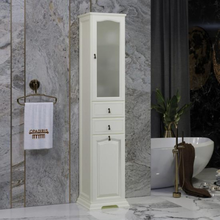 Фото пенал напольный opadiris риспекто с б/к правый 40 см, слоновая кость