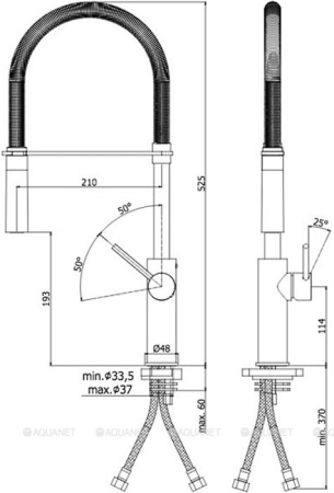 Фото смеситель для кухни paffoni light lig179crno, хром/черный