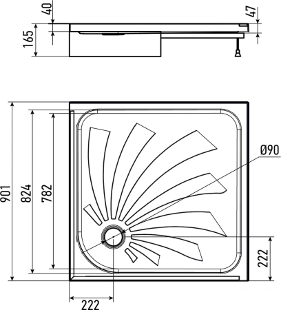 Фото поддон акриловый alex baitler ab9017h-2 90*90*17 см, белый
