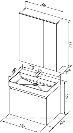 Фото комплект мебели aquanet йорк 70 белый