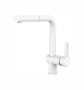 Фото смеситель для кухни paffoni ringo rin295bo с выдвижной лейкой, белый матовый