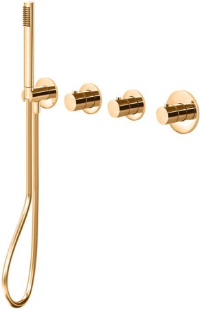 Фото встраиваемый смеситель для душа paffoni modular box mde000hg термостат, золото медовое