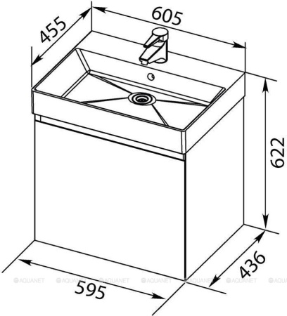 Фото тумба подвесная с раковиной aquanet нью-йорк 60 орех