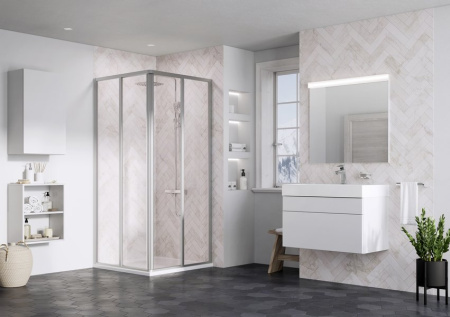 Фото душевой угол ravak supernova srv2-80 14v403o211 80*195 см s, профиль черный/матовый полистирол