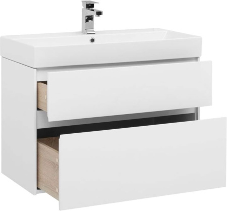 Фото тумба подвесная с раковиной aquanet бруклин 85 белый