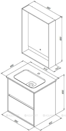 Зеркало с подсветкой Aquanet Милан 60 LED черный глянец