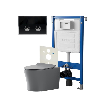 Фото сет: инсталляция пневм point элемент п pn45121+клавиша венера чер/хром pn44071bc+унитаз вега сер мат