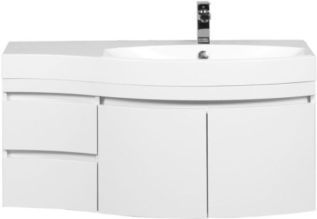 Фото тумба подвесная с раковиной aquanet опера 115 r белый (2 дверцы 2 ящика)