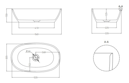 Фото раковина salini s-sense sofia 1101106grf, глянец покраска по ral полностью
