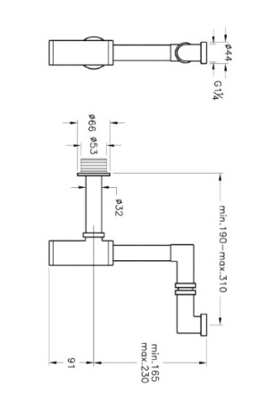 Фото сифон т-образный vitra a45133, хром