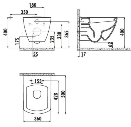 Фото унитаз подвесной creavit trend tp326-11cb00e-0000, белый