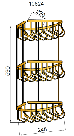 Фото угловая полка тройная boheme medici 10624, бронза