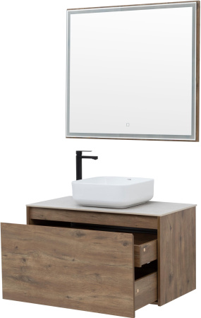 Зеркало с подсветкой Aquanet Nova Lite 90 дуб рустикальный LED