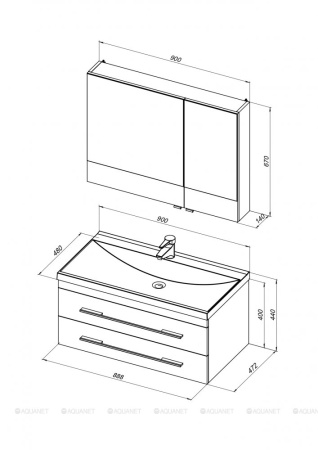 Фото комплект мебели aquanet нота new 58 белый (камерино)
