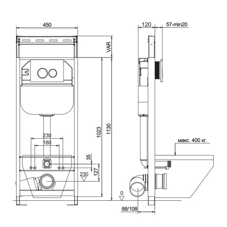 Фото инсталляция для унитаза aquanika basic 10.702.45b.02.19 