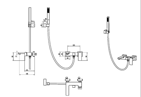 Фото смеситель для ванны boheme qubic 473-nb, никель брашированный