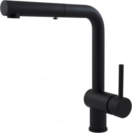 Фото смеситель для кухни paffoni light lig285no-met с выдвижным изливом, черный матовый
