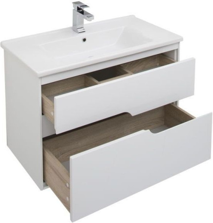 Фото тумба подвесная с раковиной aquanet модена 85 белый